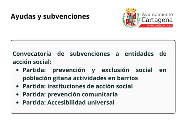 Ayudas y subvenciones. Ayuntamiento de Cartagena